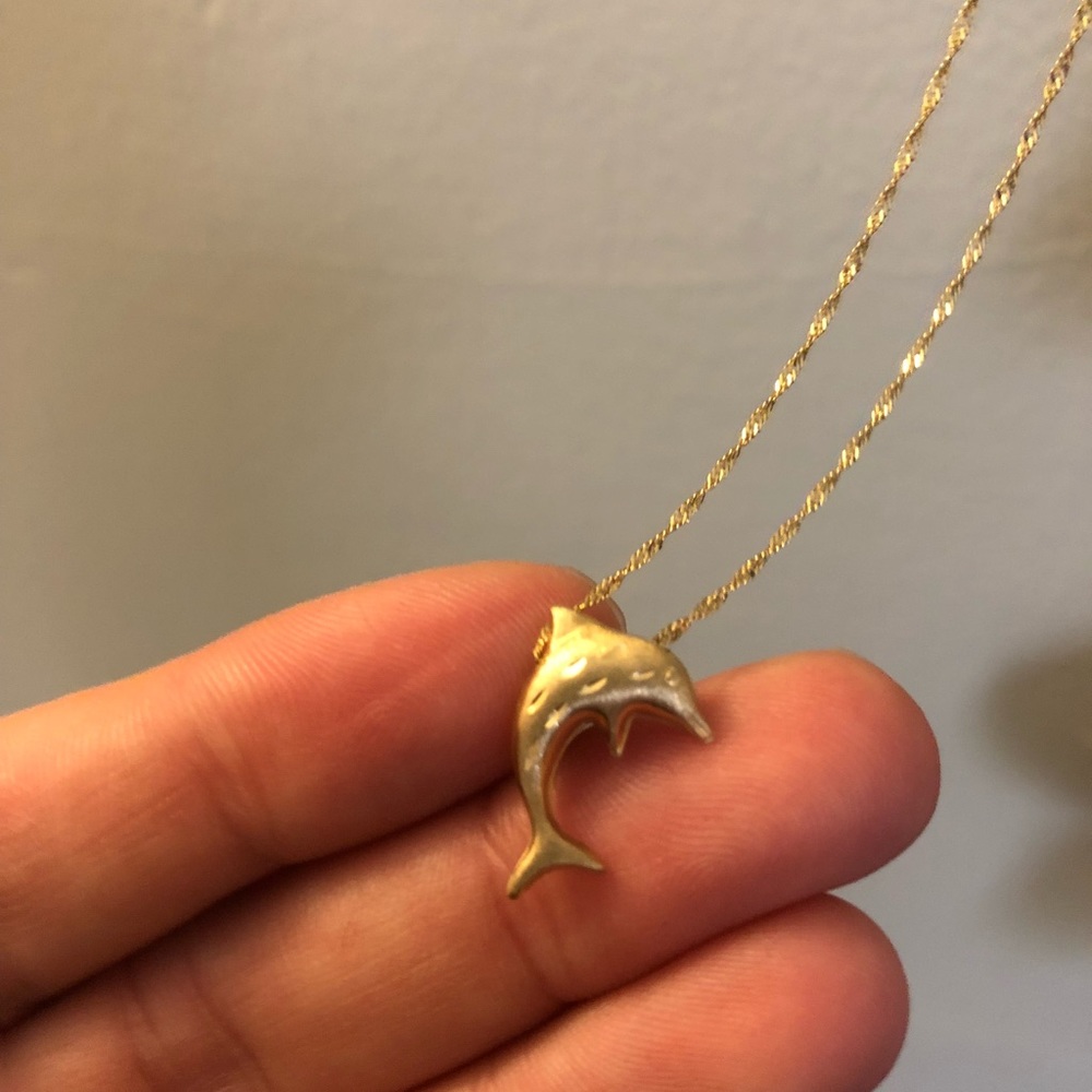 14 KT gold dolphin necklace